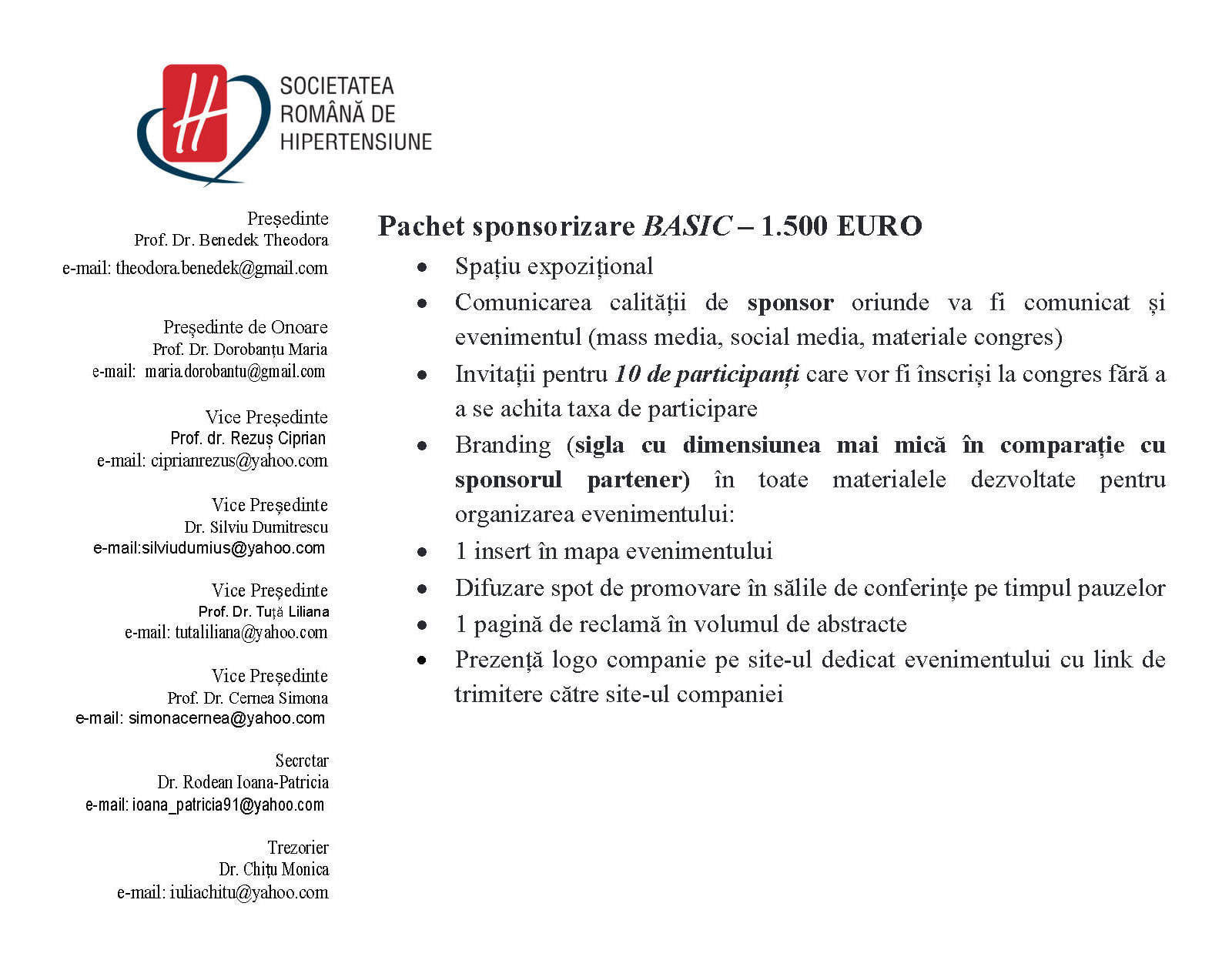 Ofertă pachete sponsorizare Congres SRH 2025